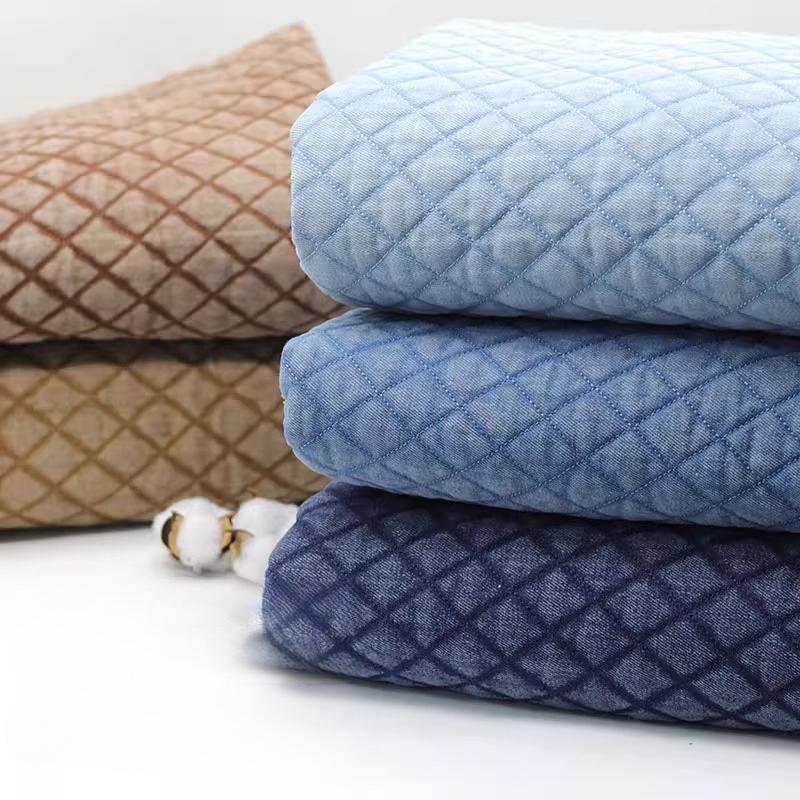 Quilted Cotton Washed Denim Fabric Autumn Winter Retro Thickened for Clothing Bag Designer Handmade Diy Sewing Material Cloth