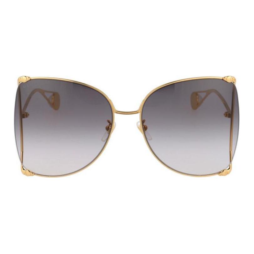 Gucci Irregular Frame Sunglasses With Mirror Legs Women sunglasses Gray GG0252S