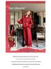 Women's Red Casual Sports Sweater & Wide-Leg Pants Set, 2024 Korean Style, Age-Reducing, Perfect for Spring/Autumn.