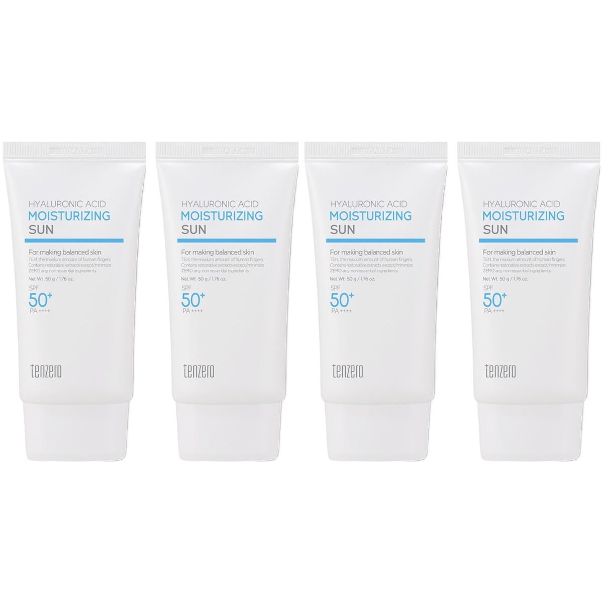 Tenzero Hyaluronic Acid Moisturizing Sun SPF50+ PA++++ Intensive Hydrating & UV Protection Sunscreen 50g (Pack of 4)