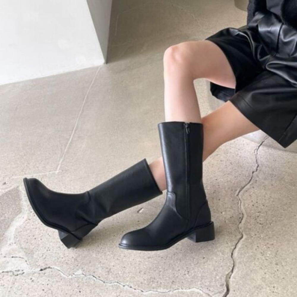 Melting Brown Women Middle Boots Autumn Black