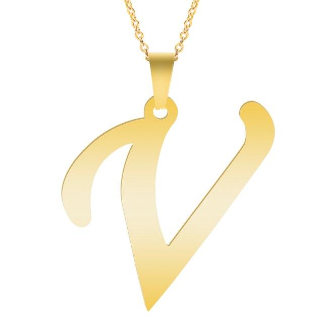 Gull alfabetet halskjeder for kvinner Smykker kjede på halsen 26 bokstaver anheng Halskjede rustfritt stål choker kvinne tilbehør