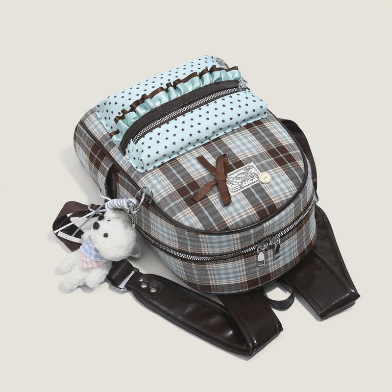 Pu Fashion College Style Backpack With Lace Detailing For Casual Daily Use