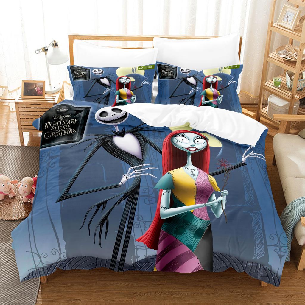Animation Cartoon Digital Printing Bedding Christmas Eve Fright Polyester Cotton Microfiber Duvet Set Three-Piece Set