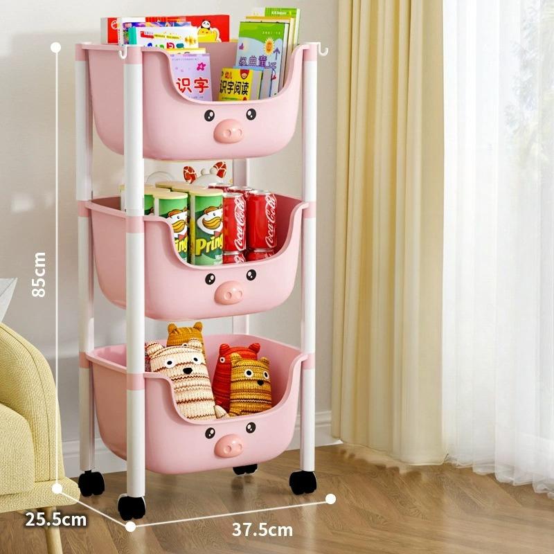 Snack Storage Cart Cartoon Storage Rack Toy Storage Rack Convenient Book Storage Rack Movable Simple Storage Cart Home Storage