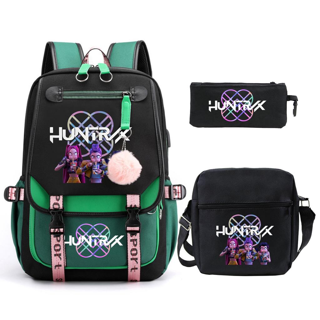 KPop Demon Hunters Korean version of student school bag children's backpack pencil bag set