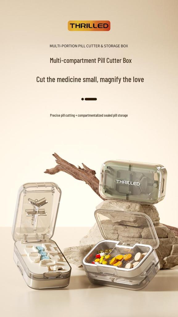 Multi-function Portable Pill Cutter and Splitter with Dual-division Pill Box