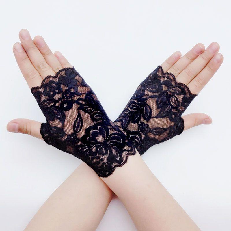 

Эластичное кружево Сексуальные декоративные Перчатки без пальцев для сокрытия шрамов и татуировок, для вождения и выступлений в танцах, трендовые маленькие перчатки Black 5-15cm All yards