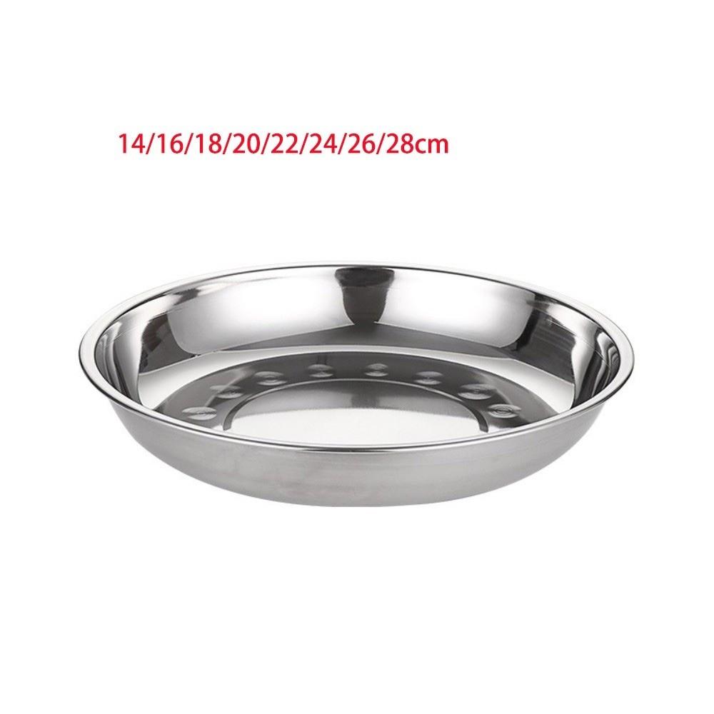 Reusable Deep Dinner Plates Non-Magnetic Metal Serving Platter Versatile Flat Dinnerware  For BBQ