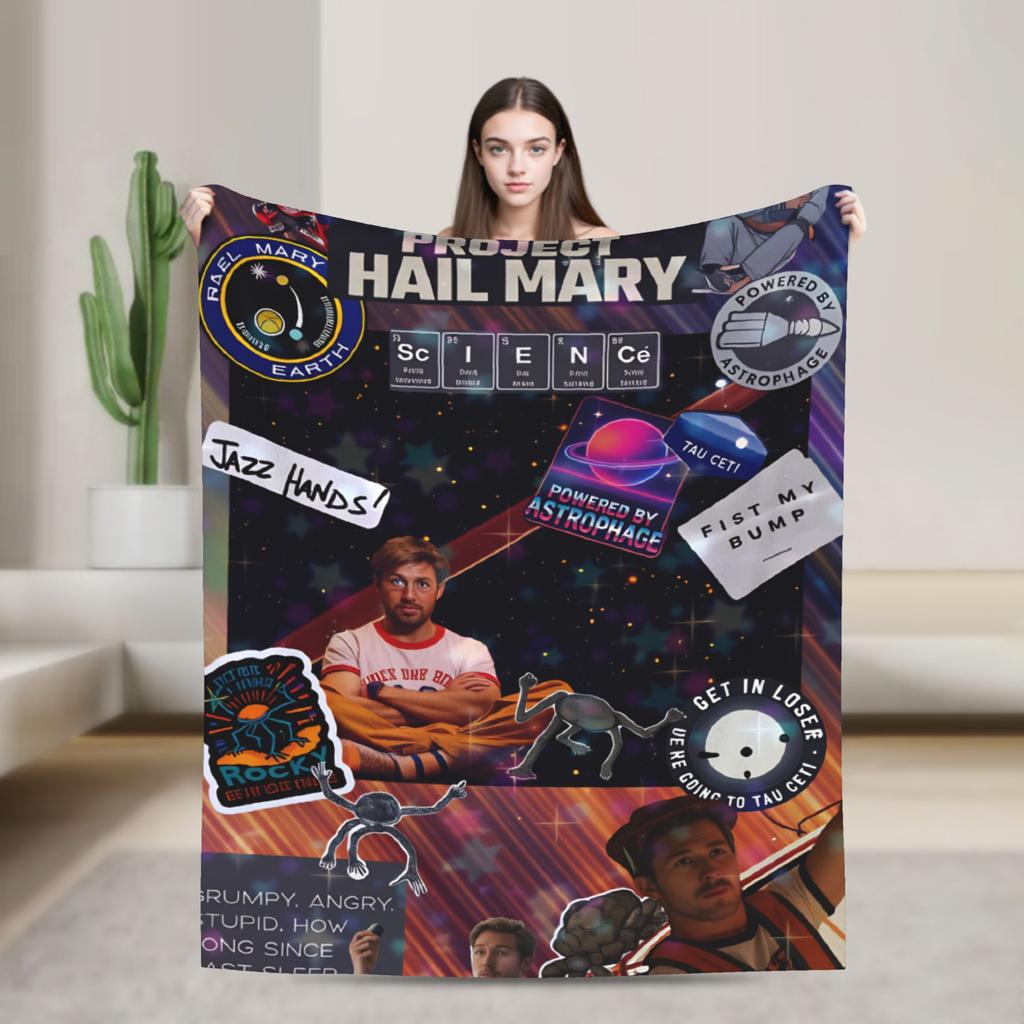 Project Hail Mary Warm Soft Blanket  Airplane Travel Plush Throw Blanket Pattern Bedroom Flannel Bedspread Sofa Bed Cover