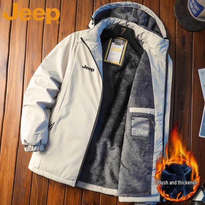 JEEP Men's Autumn/Winter Fleece-Lined Padded Jacket
