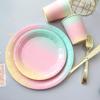 Disposable Rainbow Paper Plates and Cutlery Set for Parties and Dinner