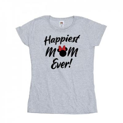 T-shirt in cotone da donna/donna con Minnie Mouse, la mamma più felice di sempre