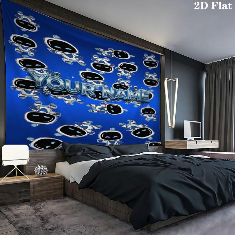 ASTRO BOT Custom Name Wall Tapestry Aesthetic Wall Hanging Printed Fabric Blanket Decorative Tapestries for Bedroom Living Room Home Decor