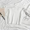 Women's Solid Color Crop Top - Slim Fit, Short-Sleeved, High Waist, Trendy Design.