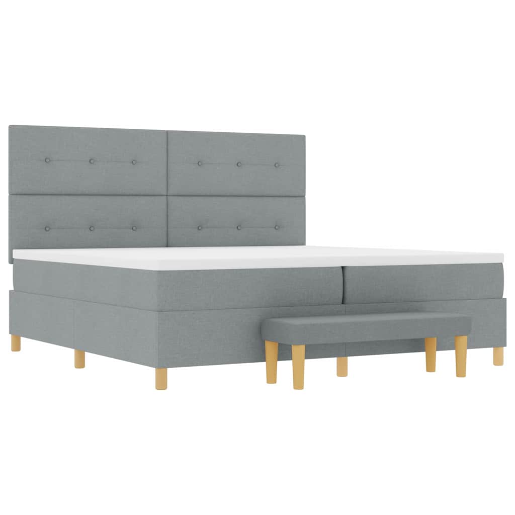 Boxspring Bed with Headboard Light Grey 200 X 200 Cm Fabric