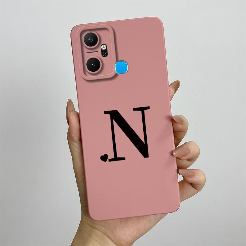 For Infinix Smart 6 Plus Case Infinix Smart6 Plus Phone Case X6823C Cute Initial Letters Square Soft Silicone Back Cover Fundas
