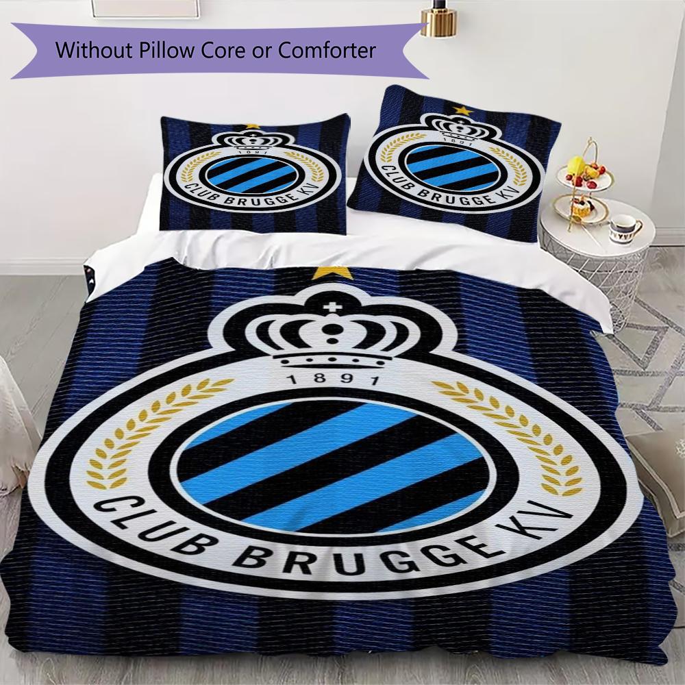 Club Brugge K V Pattern Bedding Uilt Set Uilt Cover Pillowcase Home Decoration Birthday Gift (1 * Duvet Cover + 2 * Pillowcase Without Core)