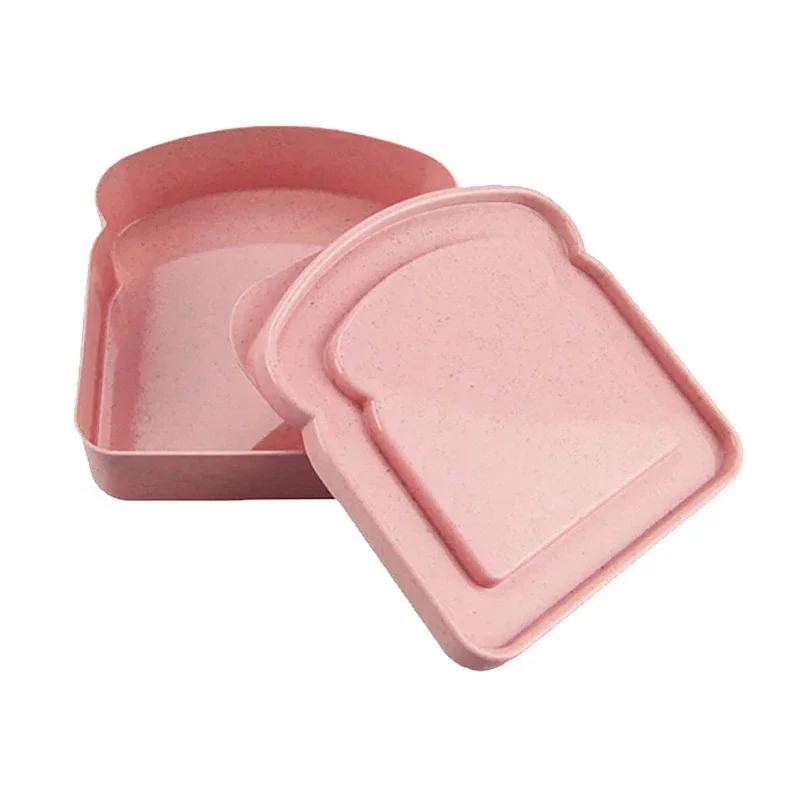 1/4pcs Sandwich Container Lunch Box Toast-shaped Food Storage Device with Cover Reusable Home Camping Picnic Students
