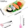Wooden Bowl Boat 100PCS Wood Kraft Food Trays Food Boats Wooden Boat Dish Sushi Boat Sushi Serving Tray Food Container Wood Bowl