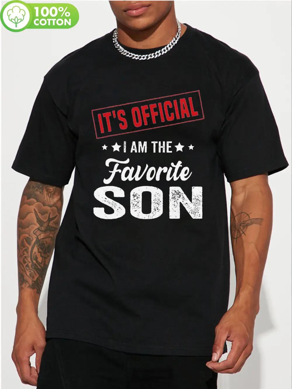 

It S Official I Am The Favorite Son Graphic T-shirt - 100% Cotton Relaxed Fit Casual Short Sleeve Tee with Bold Red & White Print XXXXL