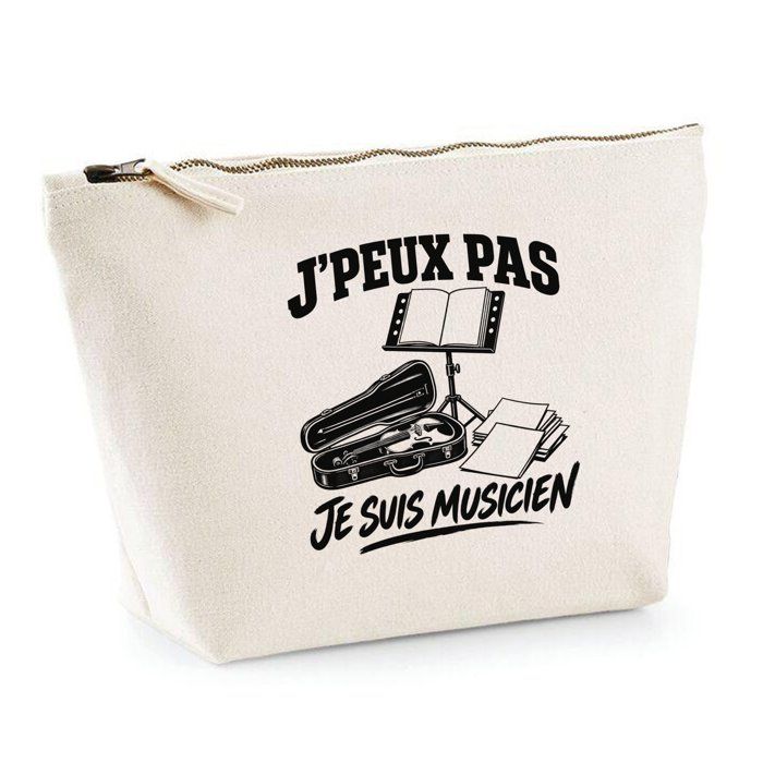 Trousse de toilette - PLANETEE - J’peux pas je suis Musicien - Beige - 100% coton - 3 L