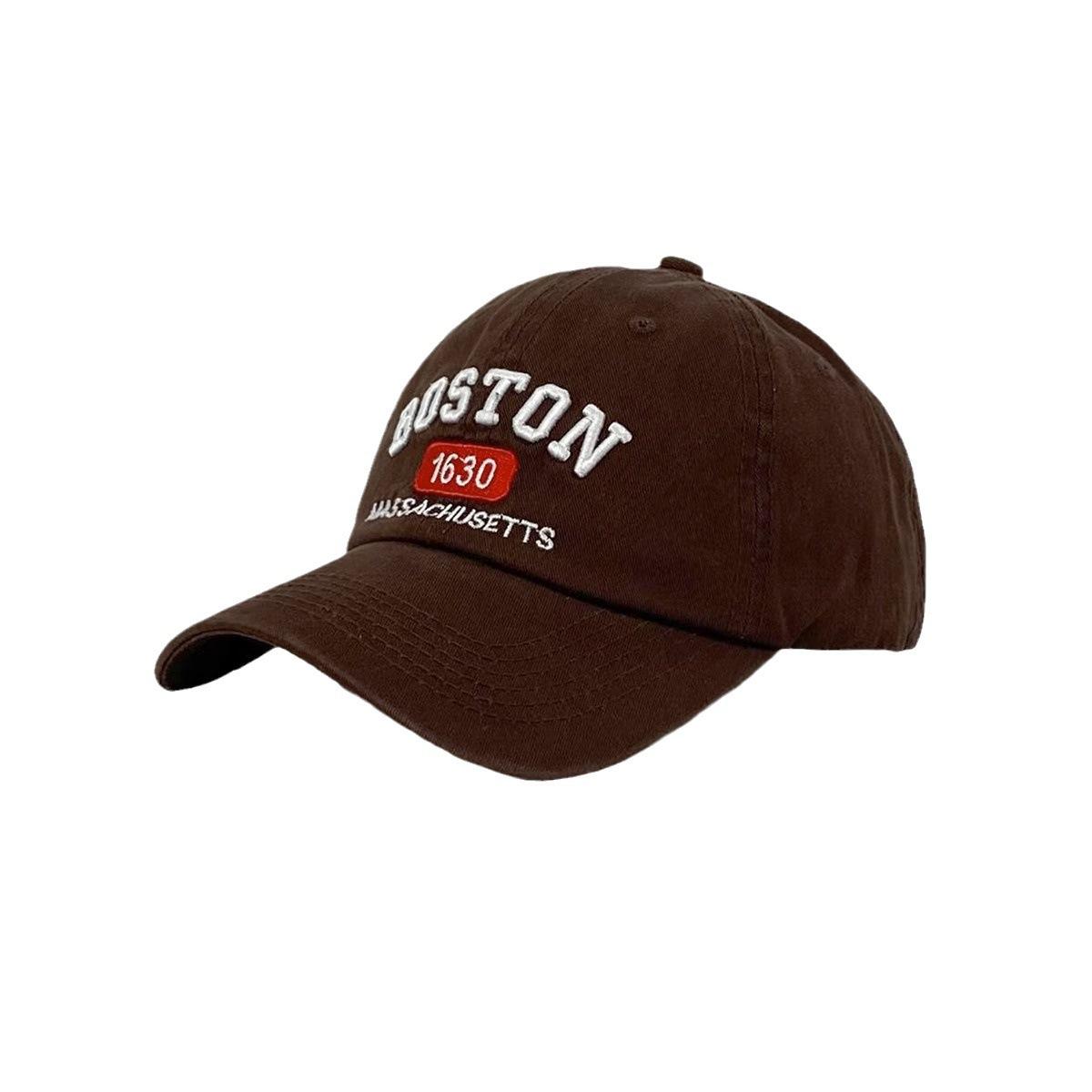 

Американская ретро бейсболка женская с вышивкой букв, подчеркивающая лицо, маленькая кепка-утенок, глубокий верх, широкая шляпа, большой козырек, для большой головы, универсальная шляпа Adjustable