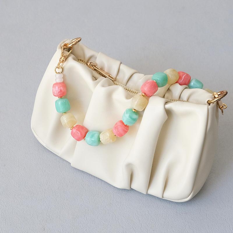 Neue Mode Damen Tasche Accessoire Abnehmbare Candy Perlenketten Niedlich Acryl Luxus Riemen Damen Elegante Tasche Acryl Griffkette
