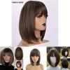 Short Straight Hair Wig With Bangs For Women Hightemperature Silk For Fashionable Ladies