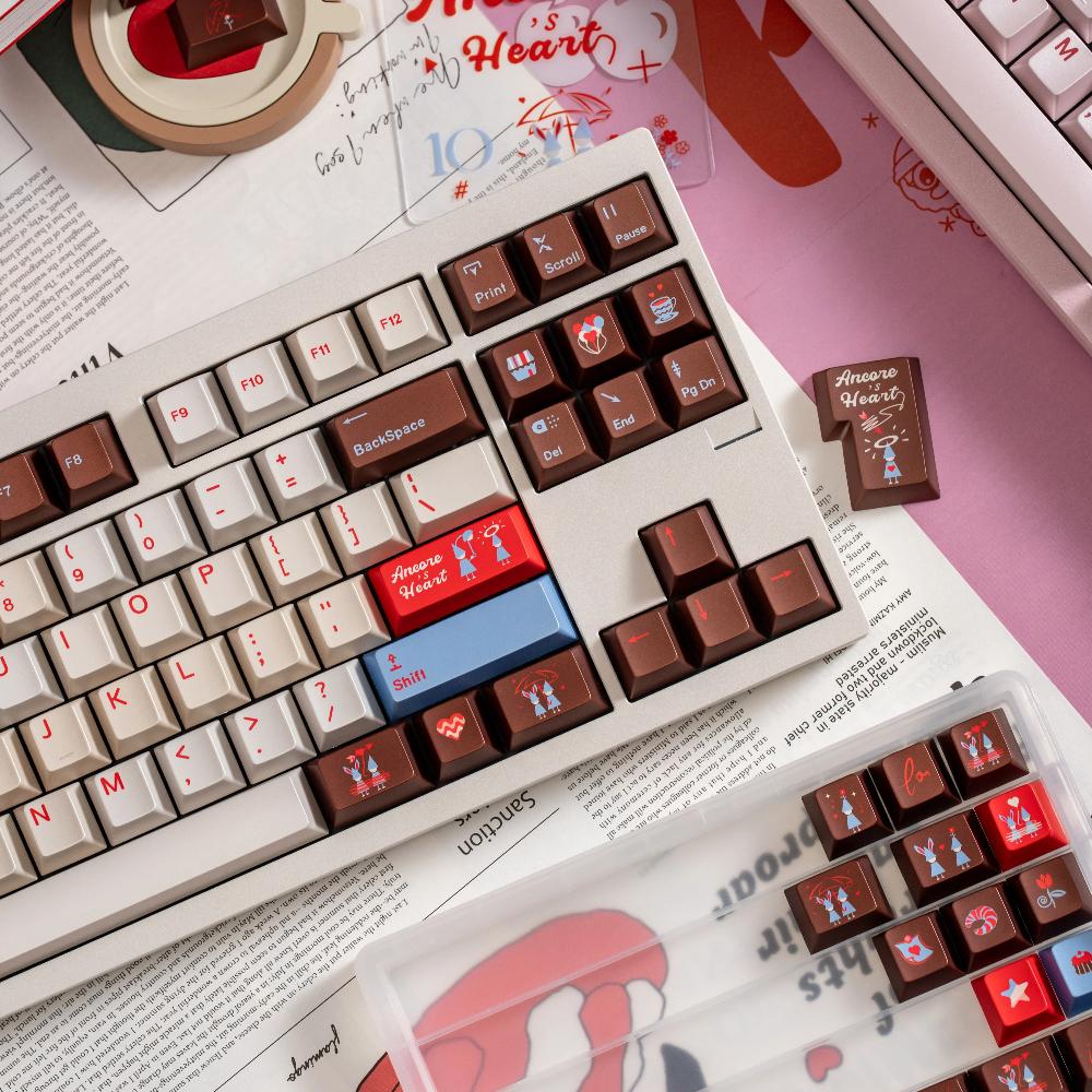 ANCORE HEART Keycap Set 168Key PBT Custom Metallic Paint Keyboard Cap Cherry Profile Gaming KeyCap for Mechanical Keyboard Gifts