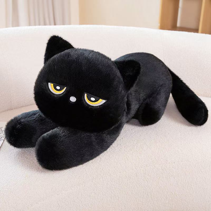 60cm Schwarz Grau Katze Puppe Simulation Plüschtier Figur Puppe Cartoon Anime Niedlich Kissen Kissen Heimdekoration Kindergeburtstag