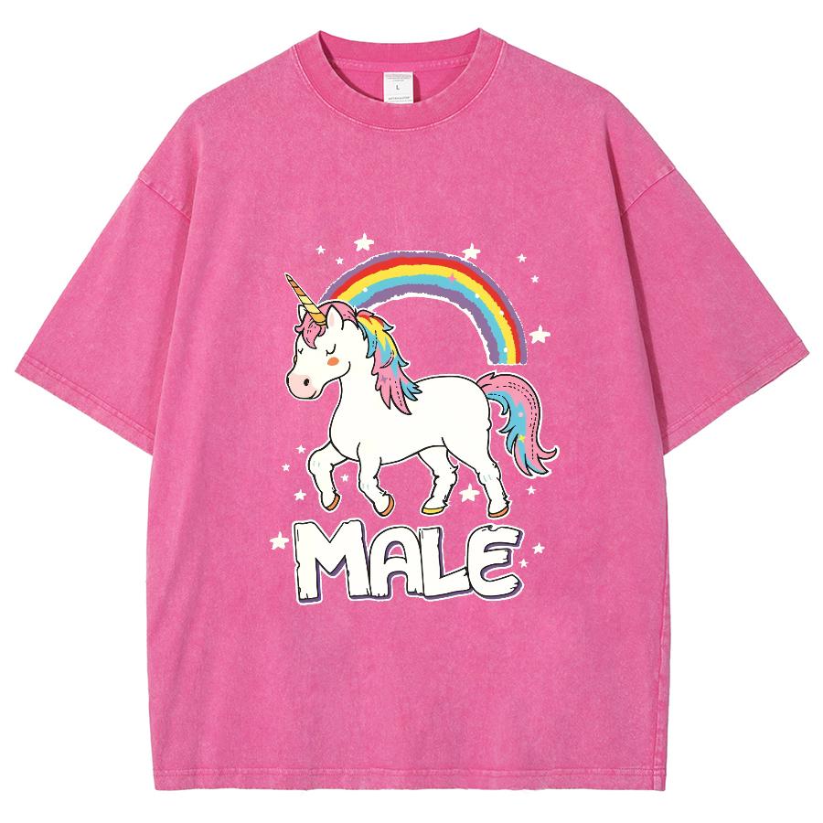 

Летняя женская хлопковая футболка с принтом радужного единорога, оверсайз, свободного кроя, со средним рукавом, милая, модная, высококачественный топ L