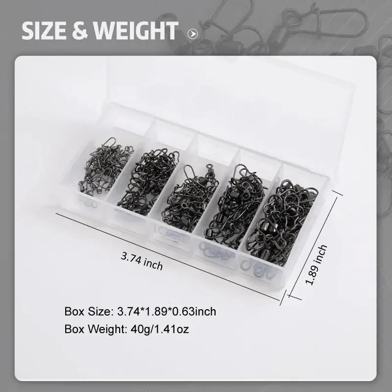 50 pz/scatola Connettore Pin da Pesca 4# 6# 8#10#12# Girella a Cuscinetto con Moschettone Accessori per Amo da Pesca
