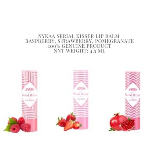 Nykaa Serial Kisser Lip Balm Combo of 3 (Raspberry, Strawberry, Pomegranate)