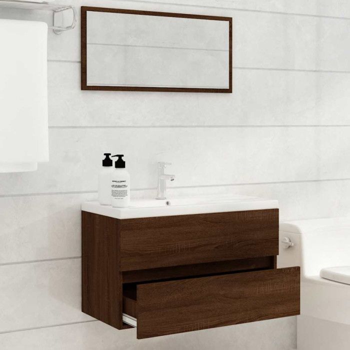VidaXL Ensemble De Meubles De Salle De Bain 2 Pcs Chêne Marron 815740