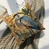2D Flat- Vintage Golden Heron Print Square Throw Pillow Case Home Decor Cushion Cover For Sofa Bedroom Living Room