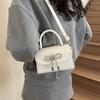 Handmade bow 2025 simple autumn new fashion solid color retro portable shoulder crossbody small square bag women