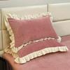 Soft Flannel Pillowcase Cover With Pleated Ruffles Winter Milk Wool Pillowcases For Bed  Thick Pillow Cases with Zipper 48x74cm