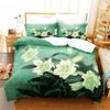 Grüne Blume Bettbezug Set Doppelbett mit Kissenbezug Lotus Bettwäsche Set King Size 3tlg 2tlg Einzel Twin Full 200x200 220x240cm