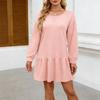 Women's Cross Neck Long Sleeve Sweatshirt Dress Casual Loose Fit Lounge Wear Hoodie Dress