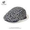 Retro leopard print forward hat female autumn and winter plush warm babes show face little beret