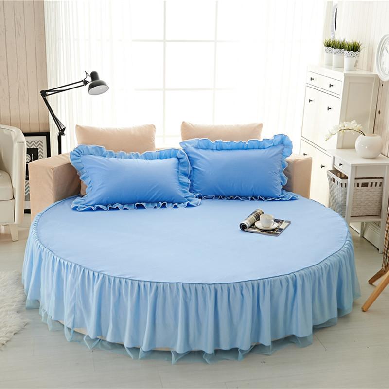 Star Hotel Supplies Cotton Round Bed Skirt Single Cotton Lace Round Bed Skirt Hotel Three-piece Suit