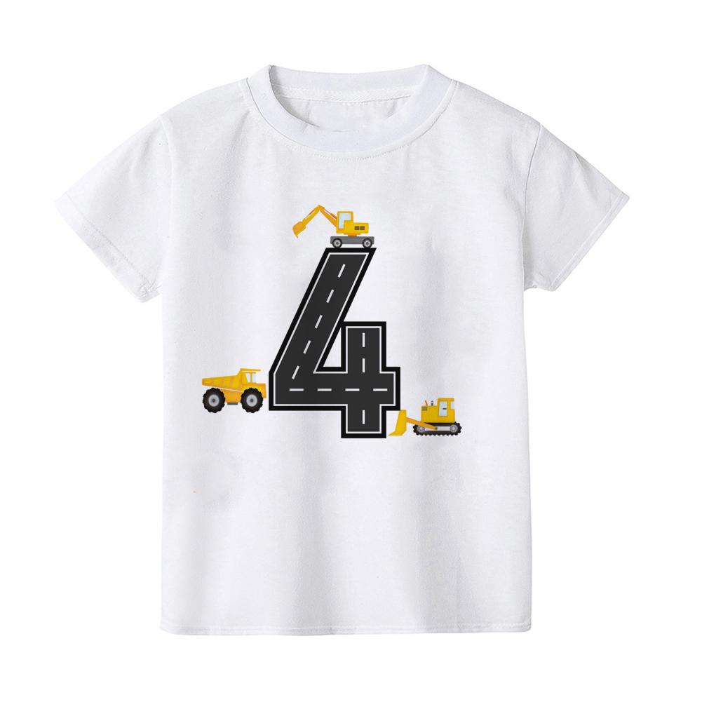 

Персонализированная строительная рубашка на день рождения, одежда для мальчиков, детская футболка с изображением автомобиля, детские рубашки для детей 1, 2, 3, 4, 5, 6 лет, подарок на день рождения, детские рубашки 110cm
