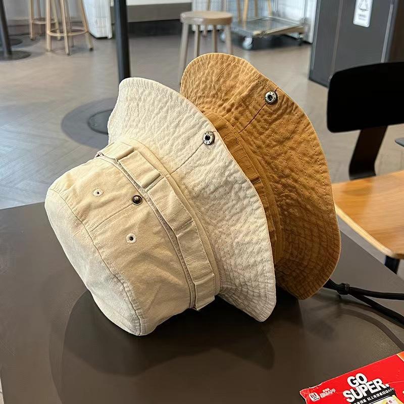1 Stück Retro-Sonnenhut für Frühling/Sommer, Outdoor-Eimerhut mit Schirm, Unisex, lässige Kappe, Stickerei mit Bergkette, Sonnenschutz, Fischerhut