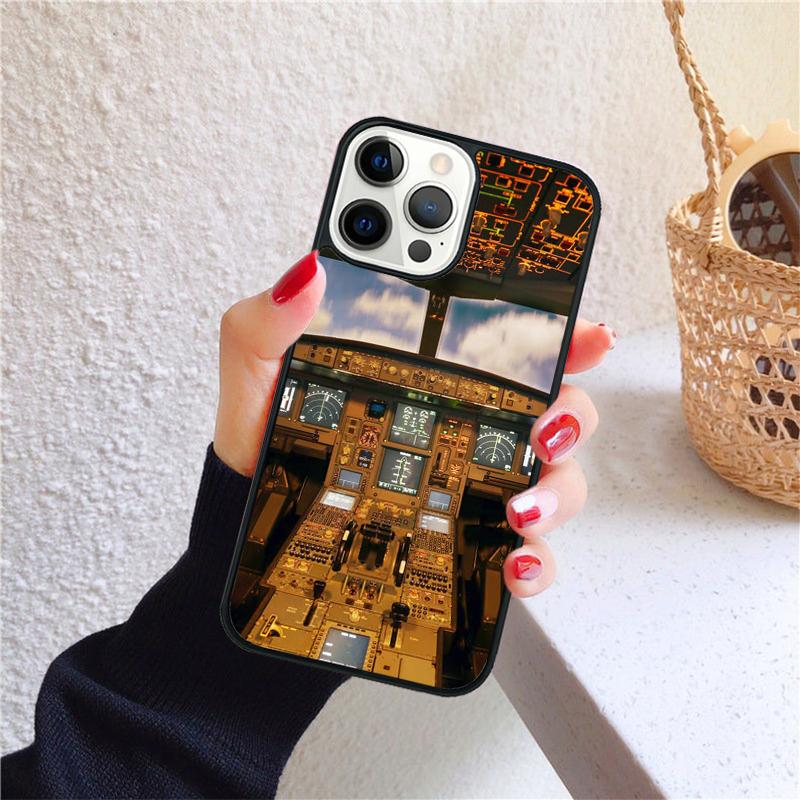 

Aircraft Airplane Cockpit Phone Case for iPhone 17 Air 16 PRO MAX 15 14 PLUS 11 12 13 Back Cover Fundas Shell iPhone 11pro max
