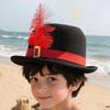 Sombrero de disfraz de mosqueteros negros vintage, sombrero de mago, sombrero de disfraz para actuaciones en el escenario, sombreros de copa con plumas, sombrero de cosplay