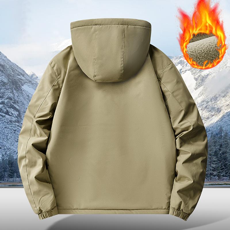 Men Outdoor Jacket Fleece Lined Thick Warm Winter Jacket Hiking Camping Windbreaker Plus Size Outwear Hooded Coat