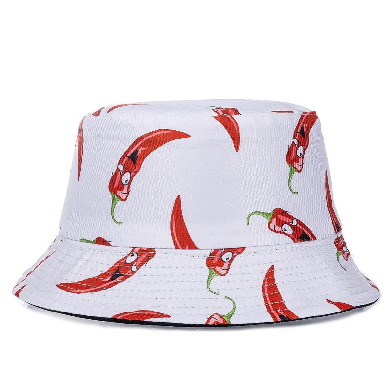 Hot Sale Unisex Bucket Hats Summer Double-sided Wear Fruit Printing Women Cap Outdoor Sun Hat Men Classic Panama Bucket Hat