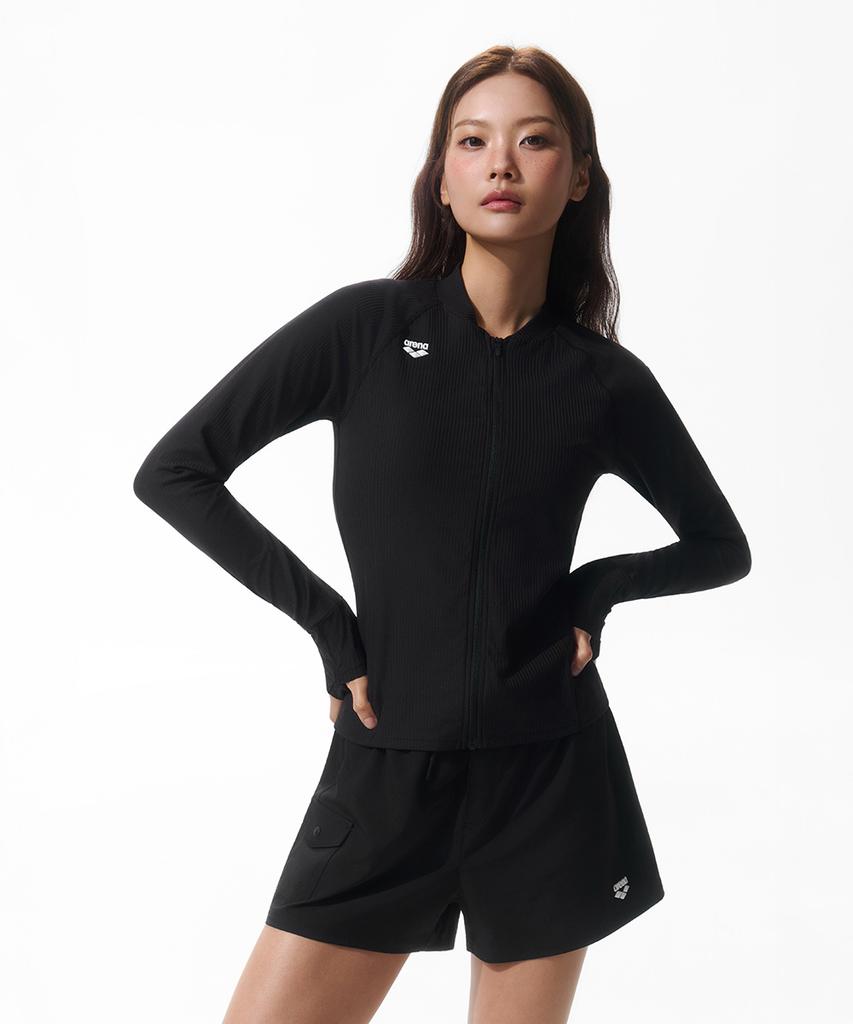 Alena Graphic Day Women'S Slim Fit Zip-Up Rash Guard A6Bl1Qr24Blk