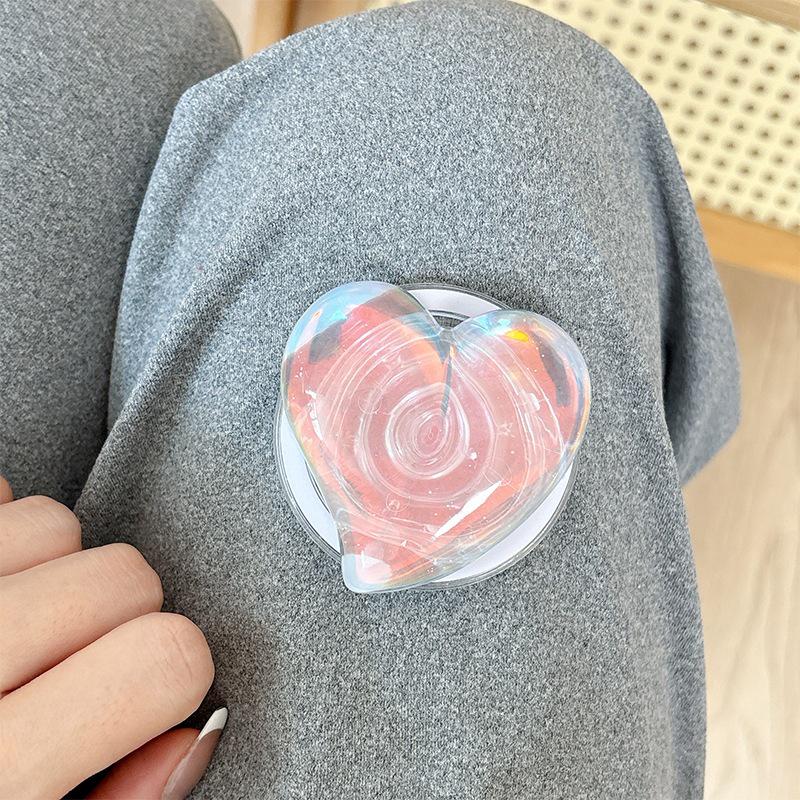 Creative Heart Laser Phone Grip: Japanese-Korean Style Airbag Holder with Telescopic Ring